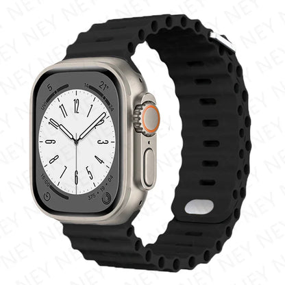 Ocean Strap Silicone Band for Apple Watch - Compatible with Ultra 2, Series 9/8/7/6/5/4/3/SE - All Sizes (49mm, 45mm, 44mm, 42mm, 41mm, 40mm) - Premium Silicone Bracelet Wristband