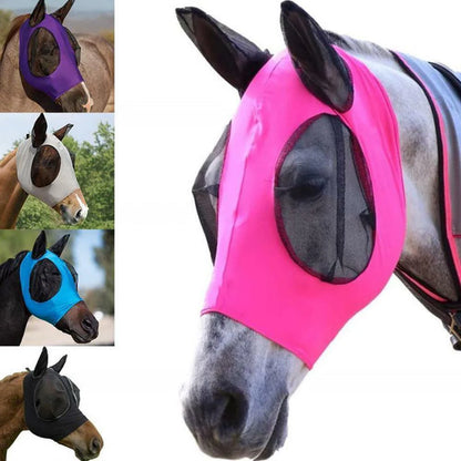 Breathable Mesh Horse Fly Mask - Anti-Mosquito Knitted Equestrian Protection