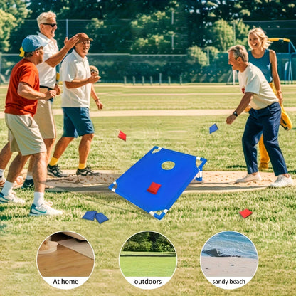 Portable Corn Hole Game Set - Red & Blue Foldable Beach Bag Toss Game (1 Set)