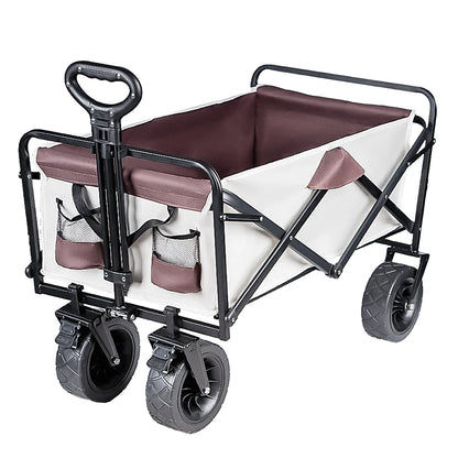 Heavy-Duty Collapsible Beach Wagon - All-Terrain Wheels, Large Capacity Folding Cart for Outdoor Camping