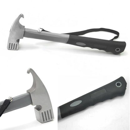 Multi-Function Camping Tent Hammer & Stake Puller - Portable Carbon Steel Mallet for Outdoor Adventures