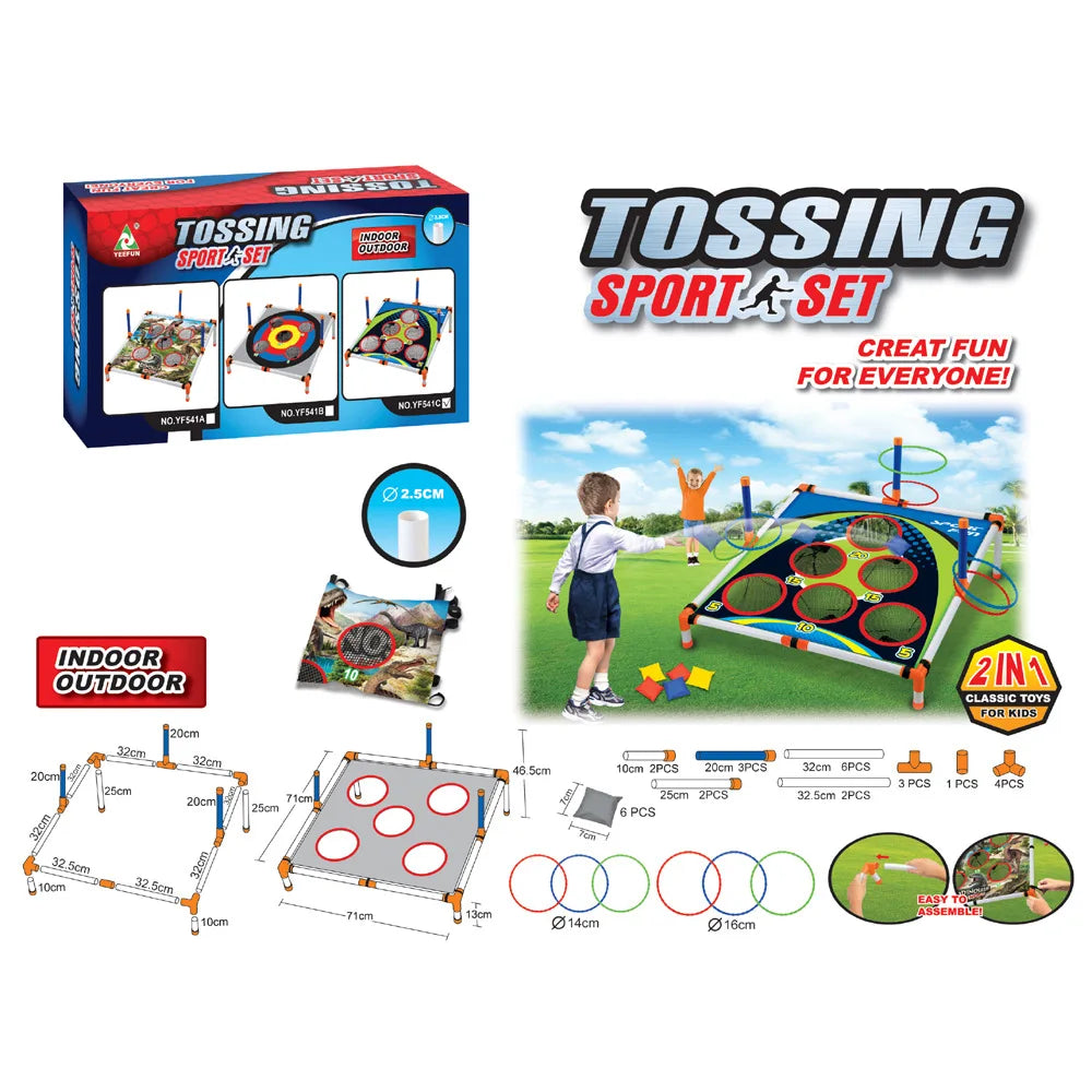 Portable Cornhole Throwing Ring Set – Easy-Assembly Ferrule Board for Kids and Adults, Fun Interactive Outdoor Yard Toss Game