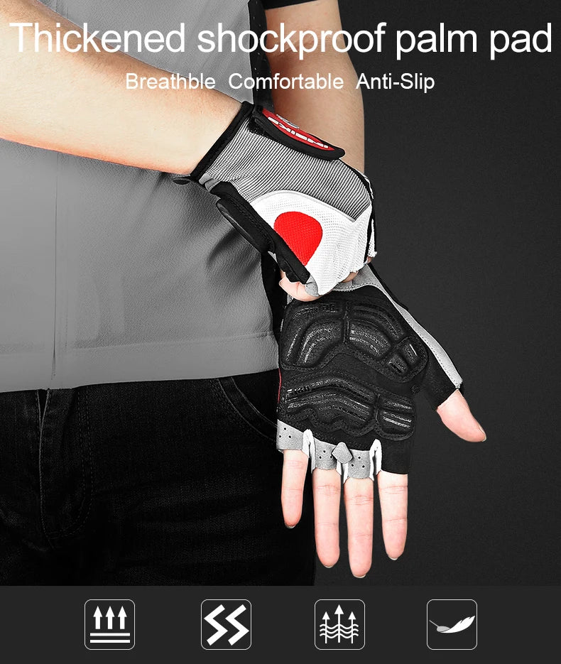Half-Finger Gel Cycling Gloves - Shockproof Padded Sport Gloves for Men & Women
