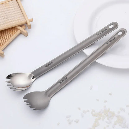 Ultralight Titanium Long Handle Spork - Portable Outdoor Camping Cutlery & Tableware by Tiartisan