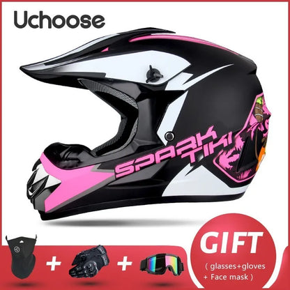 DOT Certified Professional Off-Road Motorcycle Helmet - Adults & Children - Downhill Racing Motor Helmet with Free Gift