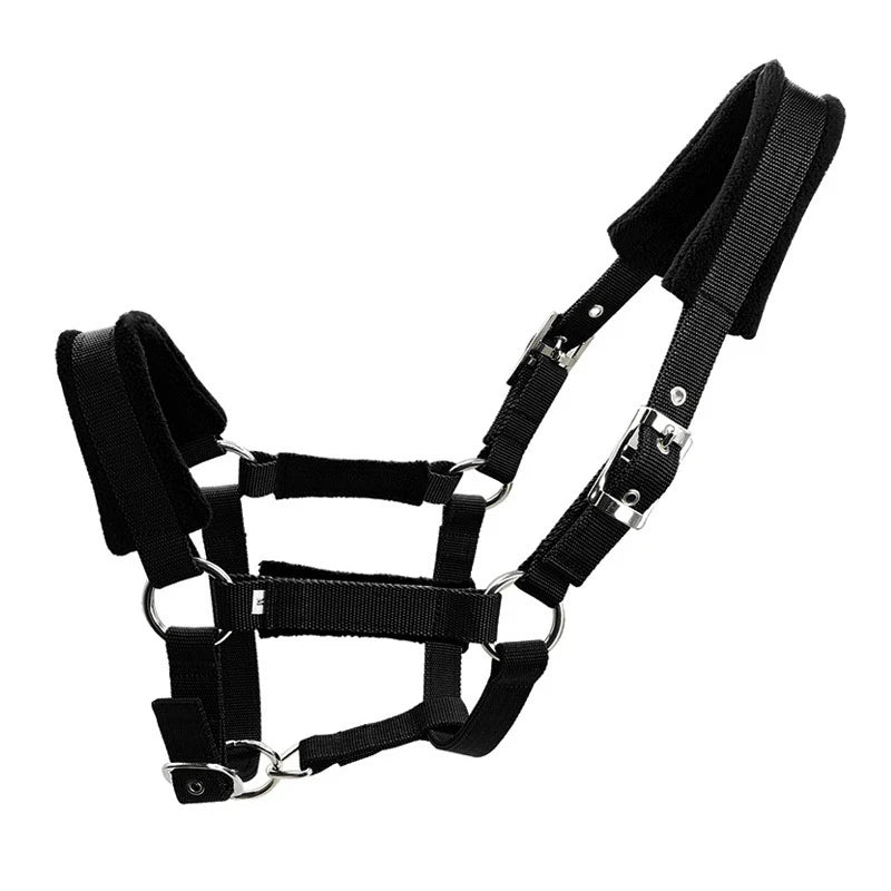 Adjustable Thickened Horse Halter - Equestrian Head Collar with Protective Strap for Stable and Riding