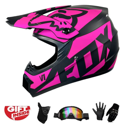 Kids Motocross Helmet Kit - DOT/ECE Certified Full-Face Helmet with Goggles & Gloves (Youth Off-Road Protection Set)
