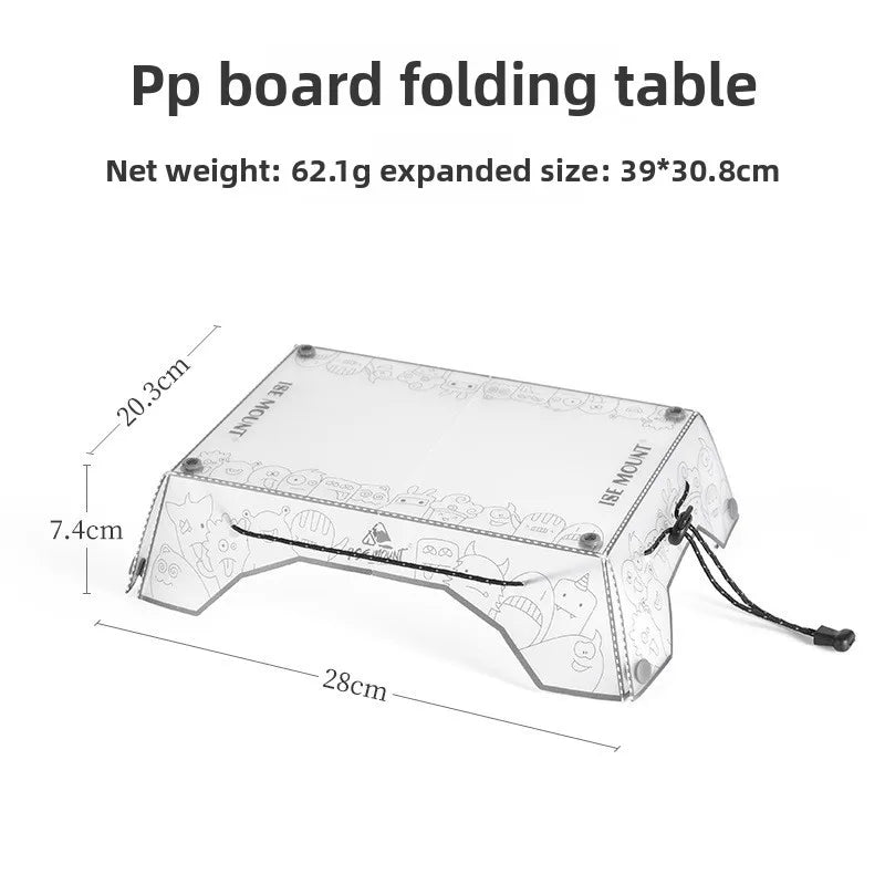 Ultralight Folding Mini Camp Table - 97g Portable PP Camping & Hiking Tray
