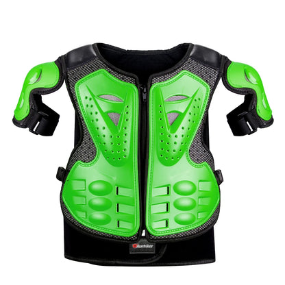Kids Full Body Motorcycle Armor Set - Protective Vest Jacket with Kneepads for Motocross Riding