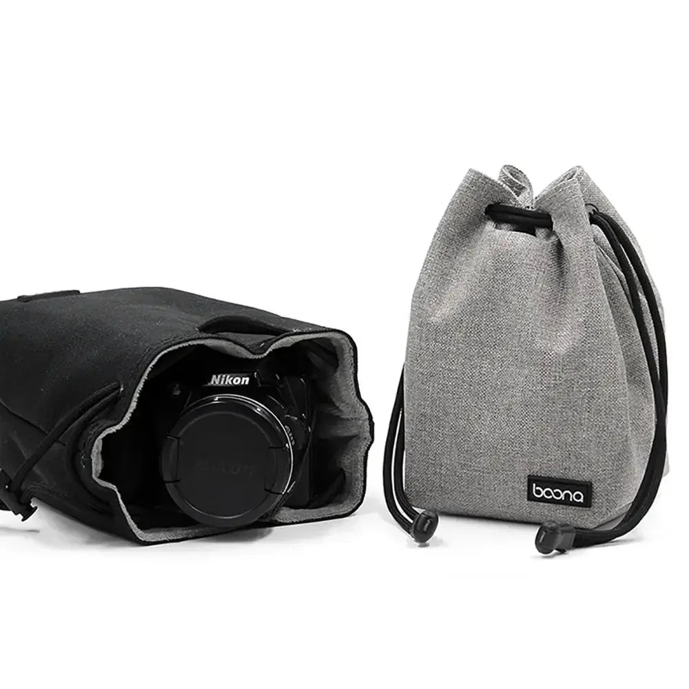 Camera Lens Bag - Waterproof Drawstring Pouch with Fleece Protection for DSLR Cameras