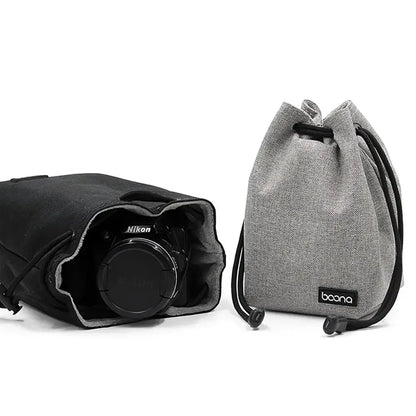 Camera Lens Bag - Waterproof Drawstring Pouch with Fleece Protection for DSLR Cameras