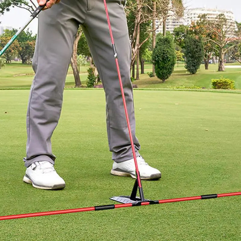 Golf Swing Alignment Trainer - Practice Plate with Rod Holder for Swing Angle Adjustment & Posture Correction
