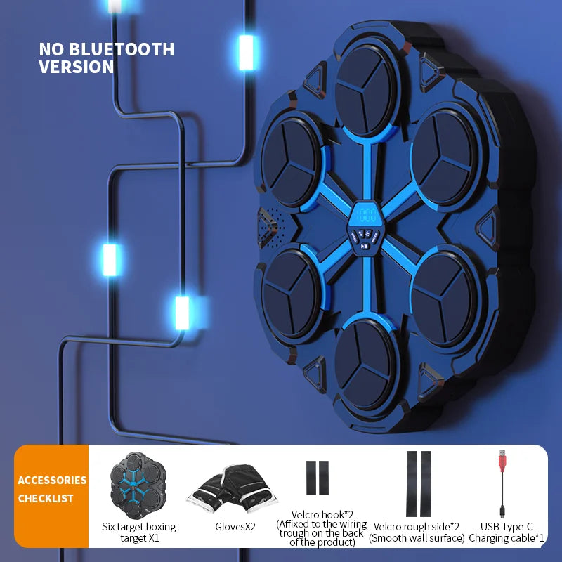Smart Music Boxing Trainer - Wall-Mounted Electronic Strike Target for Home Indoor Training & Reaction Development