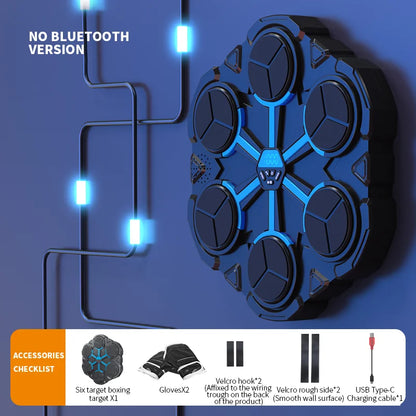 Smart Music Boxing Trainer - Wall-Mounted Electronic Strike Target for Home Indoor Training & Reaction Development