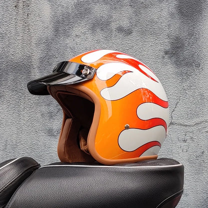 Retro 3/4 Open-Face Motorcycle Helmet - Semi-Open Cross-Country Winter Riding Helmet