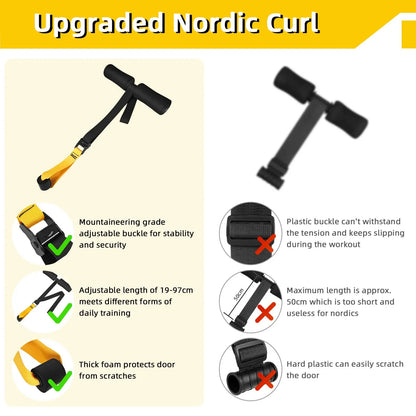 Nordic Hamstring Curl Strap, Suitable for Leg, Abdomen, and Back Training, Portable, Sports Fitness Accessories