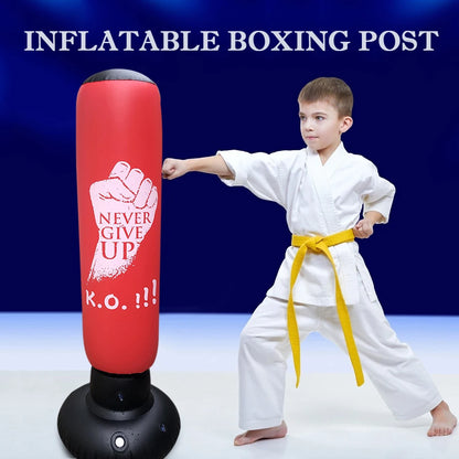 Inflatable PVC Punching Bag - Kids & Adult Fitness Training Boxing Column with Pressure Base