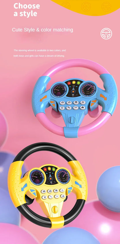 Kids Interactive Steering Wheel Toy - Educational Stroller Copilot with Sound Effects