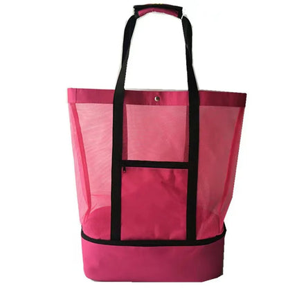 Waterproof Double-Layer Beach Tote Bag - Large Capacity Mesh Swimming Storage Bag with Heat Preservation for Women
