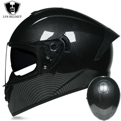 Full Face Racing Motorcycle Helmet - Winter Warm Double Visor Motorbike Sports Helmet LVS-701