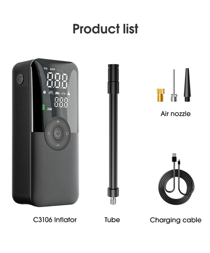 CARSUN Rechargeable Digital Tire Inflator - Portable Cordless Air Compressor for Car, Motorcycle, Bicycle & Balls