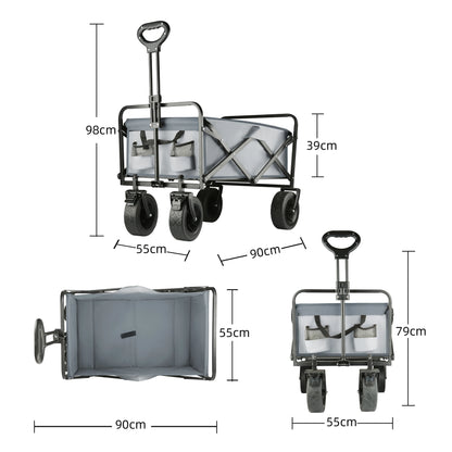 Heavy-Duty Collapsible Beach Wagon - All-Terrain Wheels, Large Capacity Folding Cart for Outdoor Camping