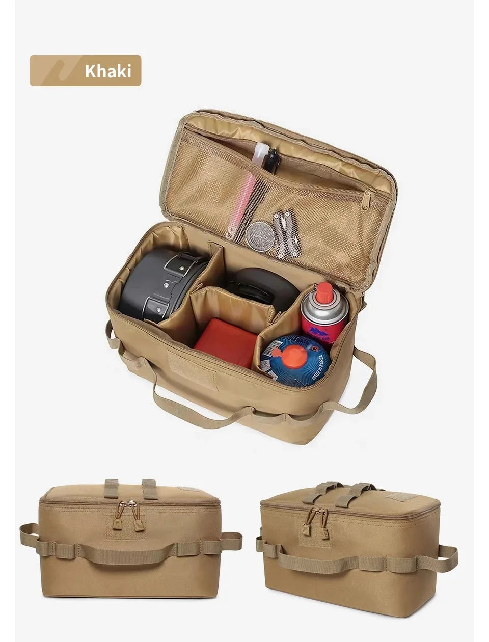Large Capacity Camping Gas Canister Storage Bag - Multi-Purpose Outdoor Cookware & Ground Nail Tool Organizer Kit