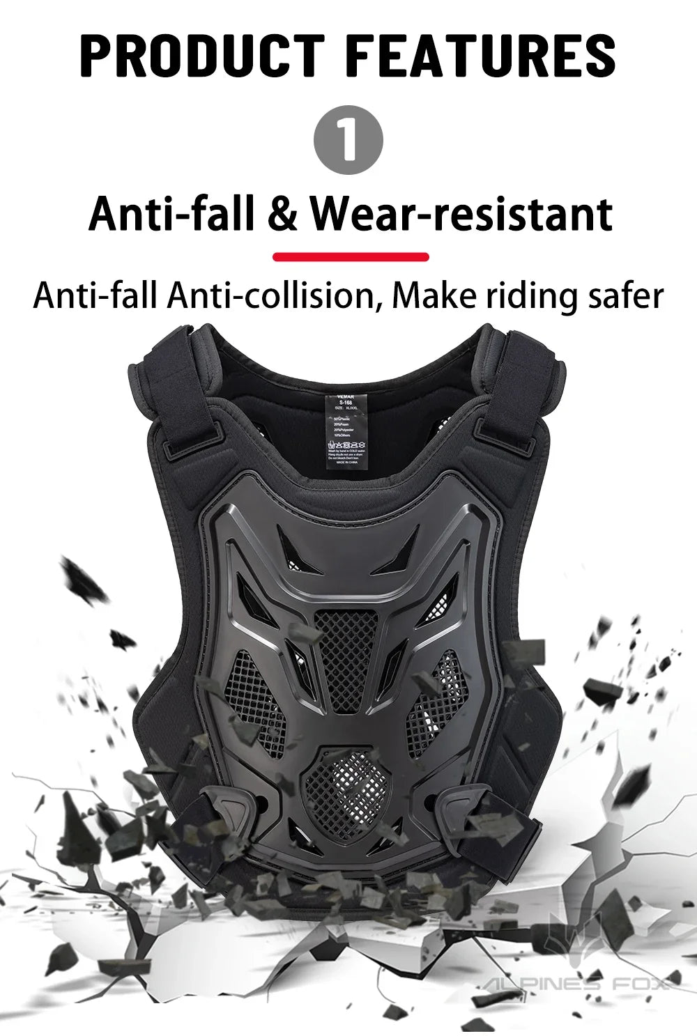 All-Season Motorcycle Armor Vest - PE Shell Body Protection for Motocross, Dirt Bike & MTB - Men & Women