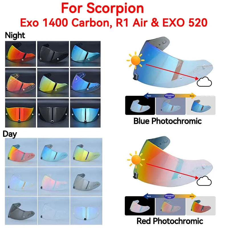 Motorcycle Helmet Visor Lens KDF-16-1 - Anti-UV Anti-Scratch Full Face Shield with Photochromic Technology
