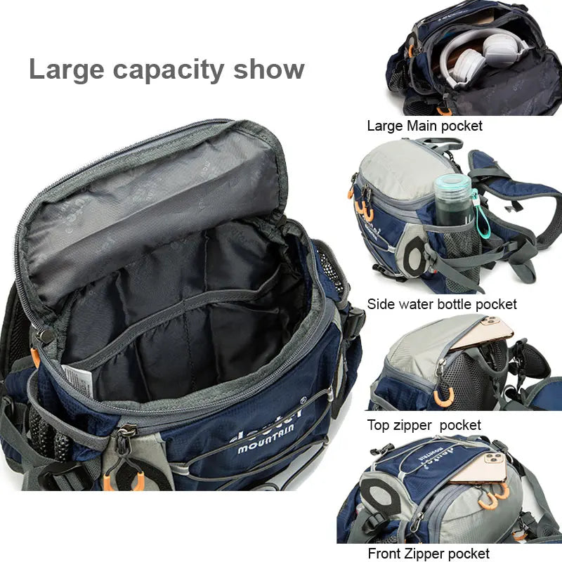 Men's Outdoor Sports Waist Bag - Multi-Purpose Hiking Backpack for Cycling, Camping, Climbing, Running with Water Bottle Holder - Bicycle Fanny Pack for Fishing