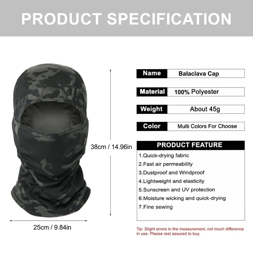 Multi-Sport Camouflage Face Mask - Full Coverage Balaclava for Cycling, Hunting, Hiking, Skiing & Motorcycle Riding