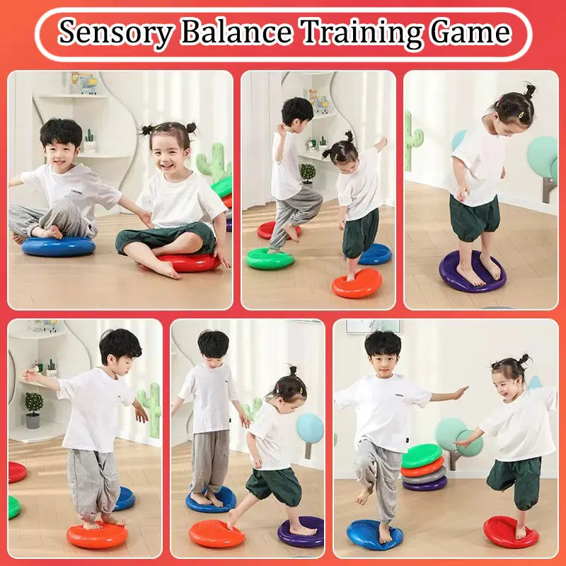 Montessori Balance Stones - PVC Inflatable Sensory Cushions for Children's Tactile Training & Party Games