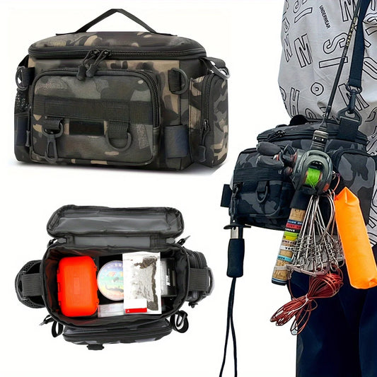 Versatile Fishing Gear Bag - Canvas Waist Pack with Crossbody & Shoulder Straps, Multi-Purpose Travel Sports Bag