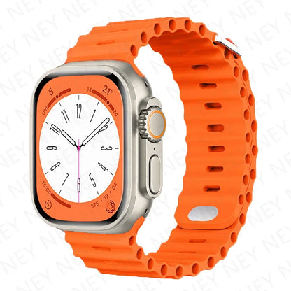 Ocean Strap Silicone Band for Apple Watch - Compatible with Ultra 2, Series 9/8/7/6/5/4/3/SE - All Sizes (49mm, 45mm, 44mm, 42mm, 41mm, 40mm) - Premium Silicone Bracelet Wristband
