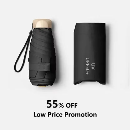 Mini Pocket Umbrella - Compact Folding Rain & Sun Parasol with UV Protection (Capsule Design)