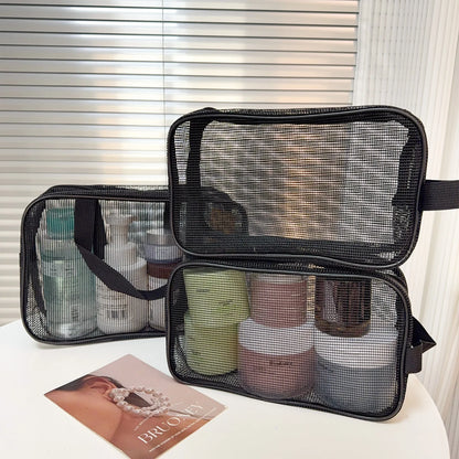 Large Capacity Mesh Toiletry Organizer - Travel Bathroom Storage Bag