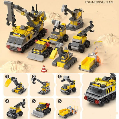6-in-1 Mini Building Blocks Set - DIY Police, Fire Truck, Castle & More Educational Construction Toy (Ages 6+)