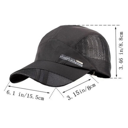 Quick-Dry Mesh Running Cap - Adjustable Breathable Baseball Visor for Outdoor Sports