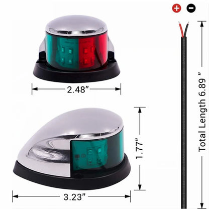 Marine LED Navigation Light - 12V Waterproof Red/Green Bow Light for Boats & Yachts
