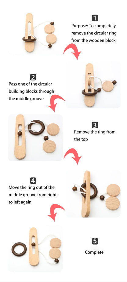 Kongming Luban Lock - Wooden Ring Escape Puzzle Game Intelligence Toy