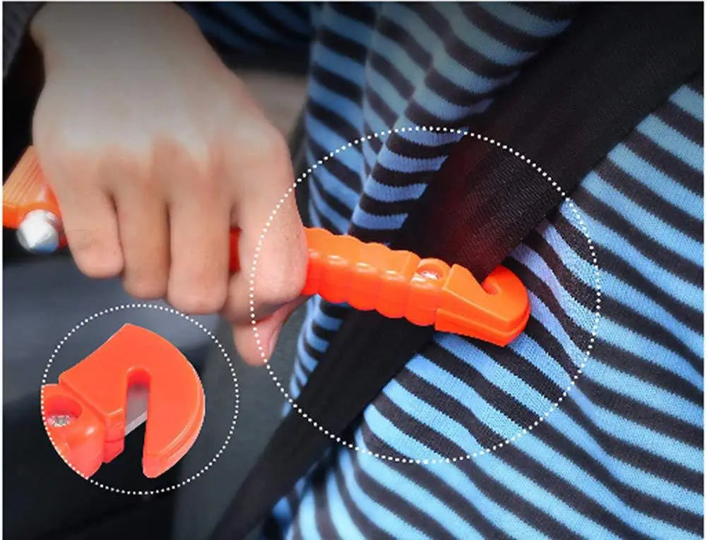 2-in-1 Emergency Car Safety Hammer & Seatbelt Cutter - Window Breaker & Life-Saving Rescue Tool