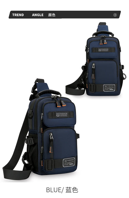 Men's Oxford Chest Pack - Unisex Crossbody Waist Bag with Zipper Pockets