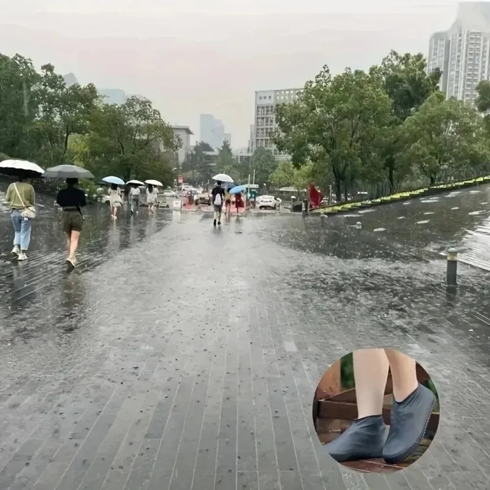 Silicone Waterproof Shoe Covers - Slip-Resistant Reusable Rain Boot Protectors for Outdoor Activities