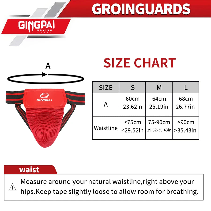 Adult Male MMA Groin Protector - Red & Black Jockstrap for Boxing, Sanda, Taekwondo & Kickboxing Training