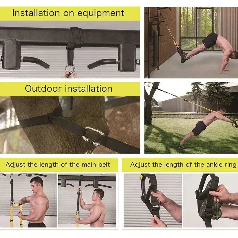 Suspension Training Strap System – Adjustable Full Body Resistance Bands for Strength and Fitness