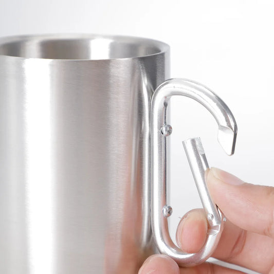 Portable Stainless Steel Water Bottle - 201 Grade Steel Outdoor Camping Travel Cup with Button Lid