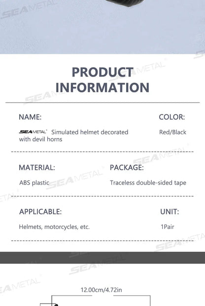 Devil Horns Motorcycle Helmet Decoration - 2-Piece Set with Suction Mount | Cosplay Styling Accessory