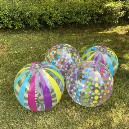 15.35" Colorful Striped Transparent Inflatable Beach Ball - Perfect for Beach, Pool & Party Games (1 Piece)