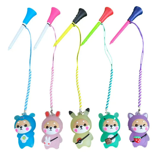 Cartoon Golf Tee with Flashing Ball Marker - Rubber Golf Accessory