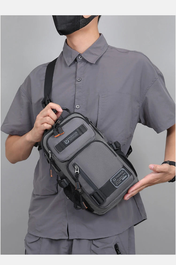 Men's Oxford Chest Pack - Unisex Crossbody Waist Bag with Zipper Pockets